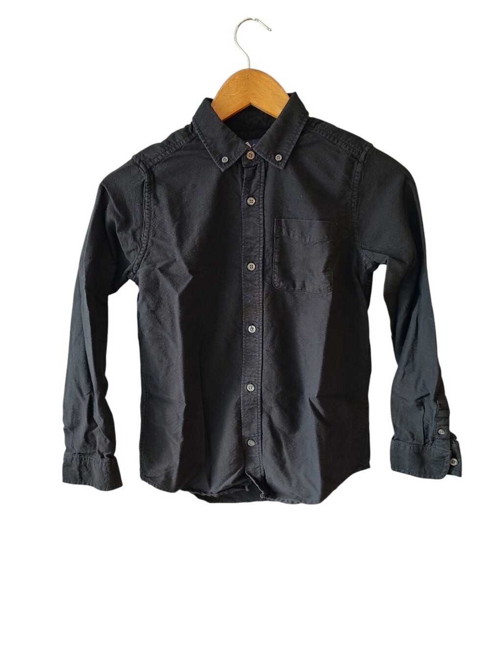 Children's Place Black Long Sleeve Button Down Collared Shirt Size Large (10-12)